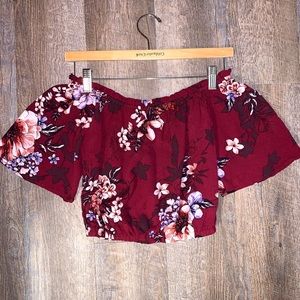 Off-the-Shoulder Floral Crop Top